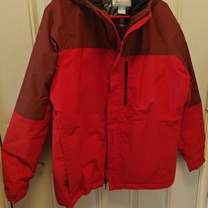 Columbia Red and Brown Ski Jacket Insulated Weather-Resistant